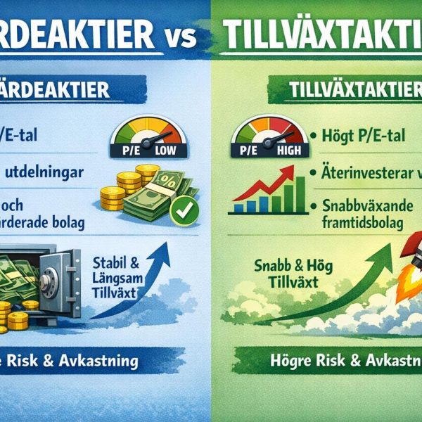 Skillnaden mellan värdeaktier och tillväxtaktier