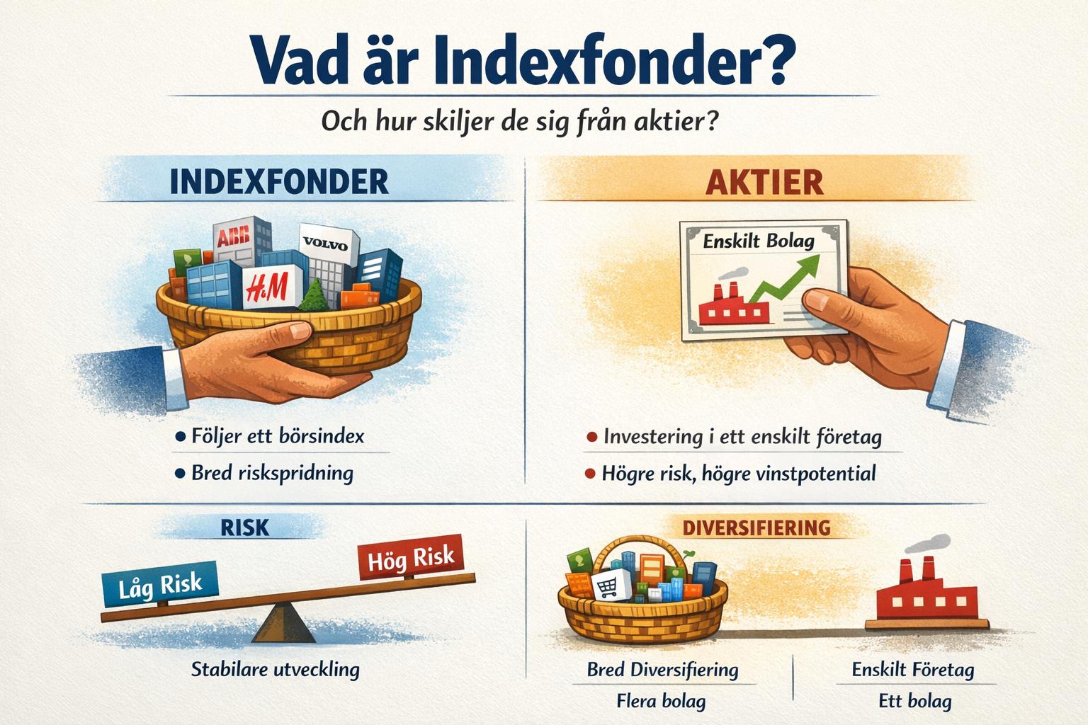 Vad är indexfonder och hur skiljer de sig från aktier?